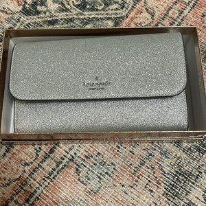 Kate Spade Silver flap wristlet